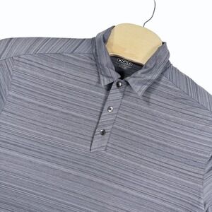 OGIO Mens Gray Striped Performance Polo Shirt Pearl Vodka Embroidered Size Large